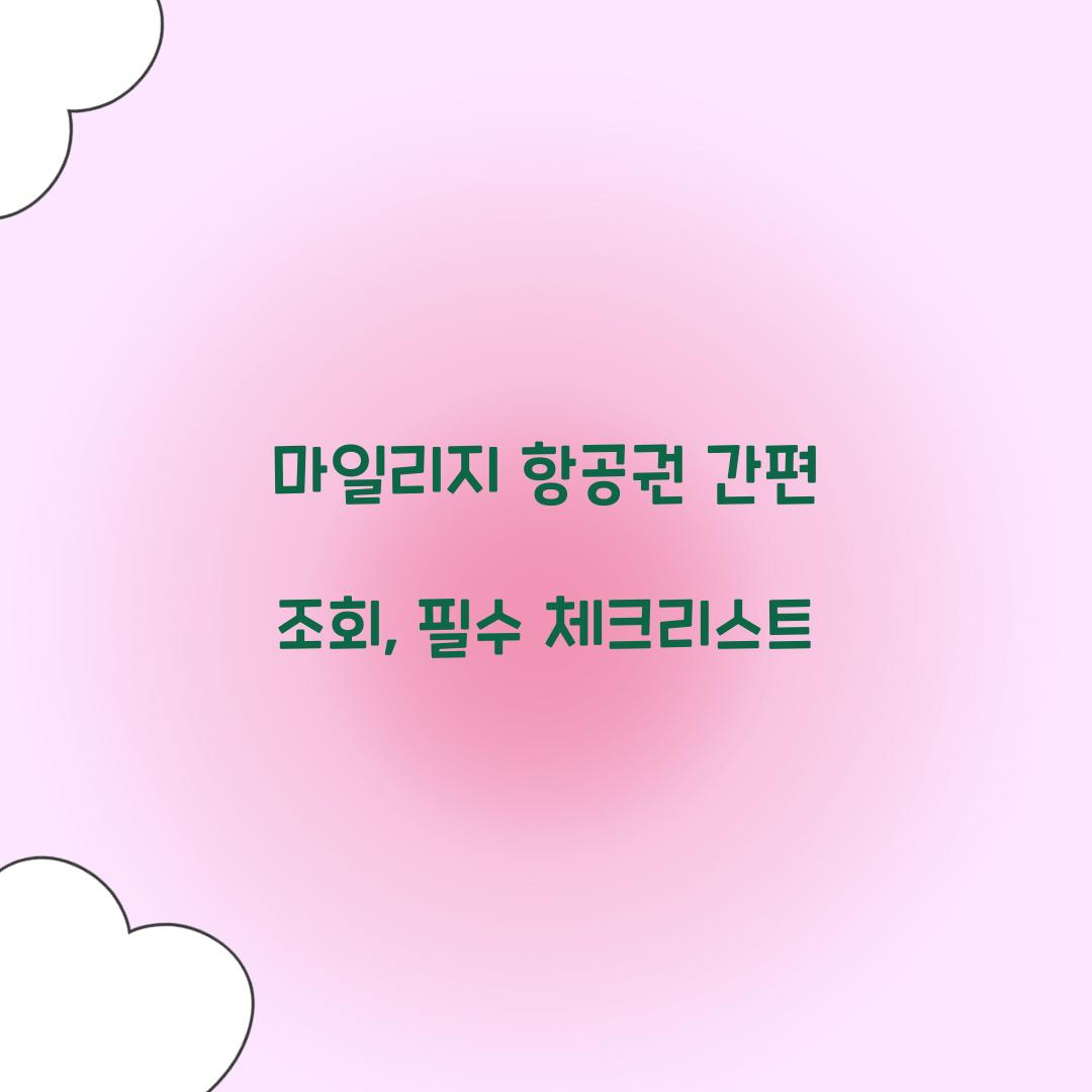 마일리지 항공권 간편 조회