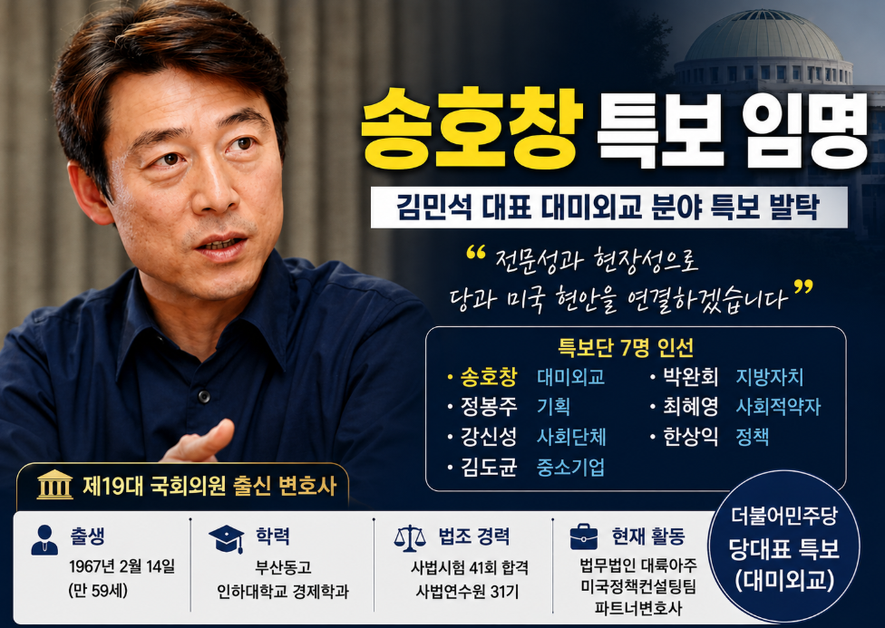 송호창 특보 임명｜프로필&middot;나이&middot;학력&middot;대미외교 특보 발탁 배경