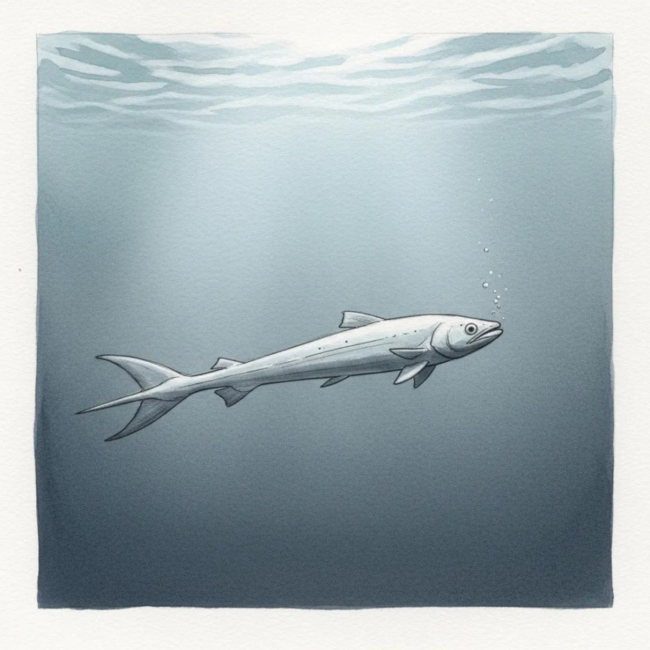 어두운 심해 속을 유영하는 외로운 산갈치