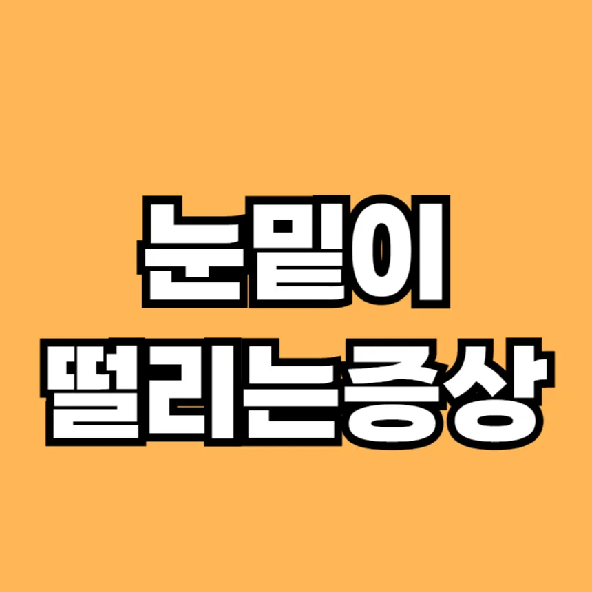 눈밑이 떨리는 증상