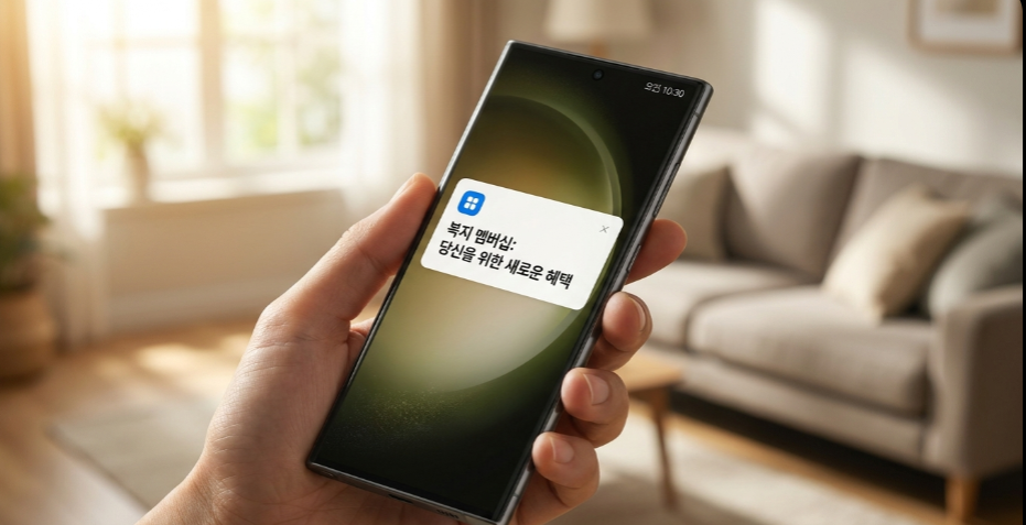스마트폰 알림 메시지를 클로즈업
