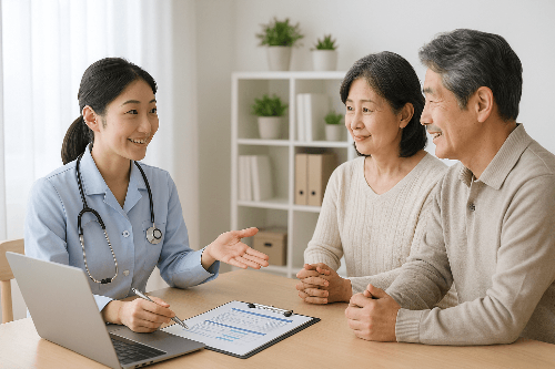 부모님 간병을 걱정하는 가족 모습