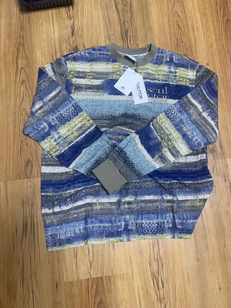 스컬프터 니트 티셔츠 Ombrer Stripe L/S Tee Multi Blue