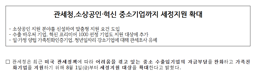 소상공인 세정지원 신청법, 관세 절약 실전 가이드 (출처: 관세청)