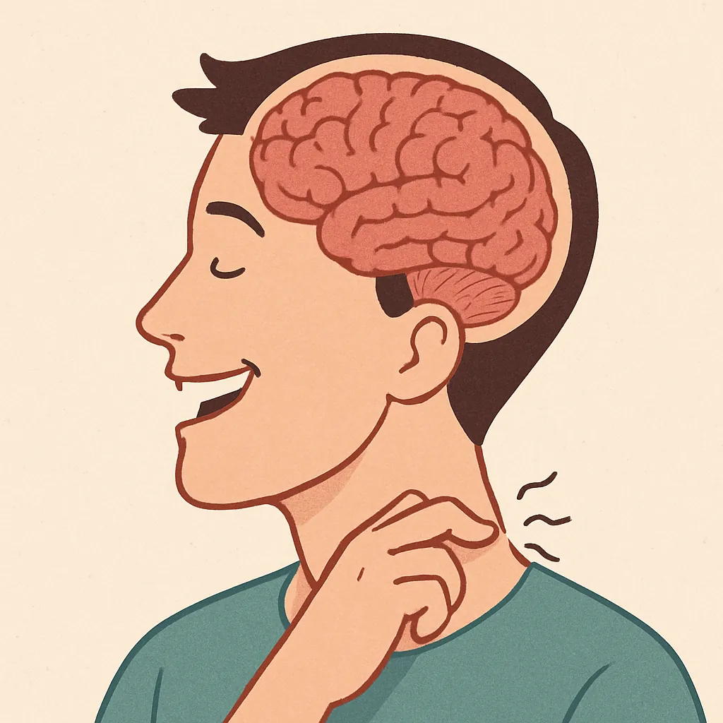 간지러움을-느끼며-뇌-구조가-노출된-사람의-일러스트