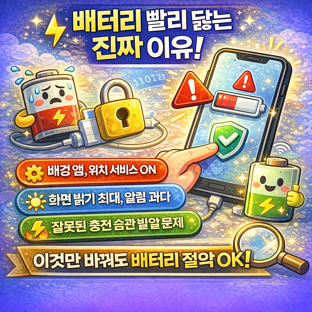 배터리 빨리 닳는 원인과 해결 방법