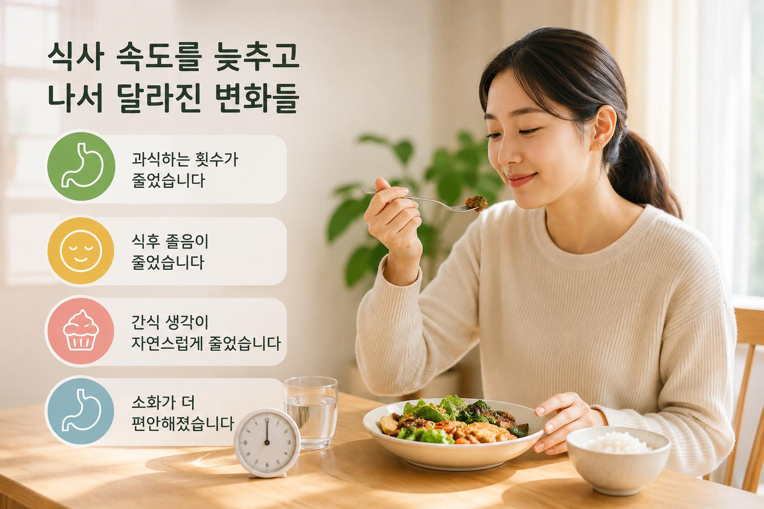 식사 속도를 늦추고 나서 달라진 몸의 반응들