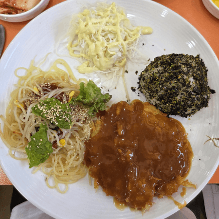 주먹밥 맛집 맛있는 집 소풍 미아본점 A세트(돈까스, 쫄면, 주먹밥)