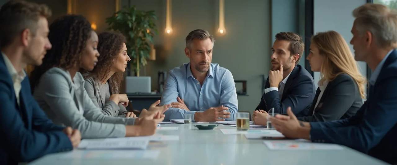 기업의 중요 회의 장면 이미지