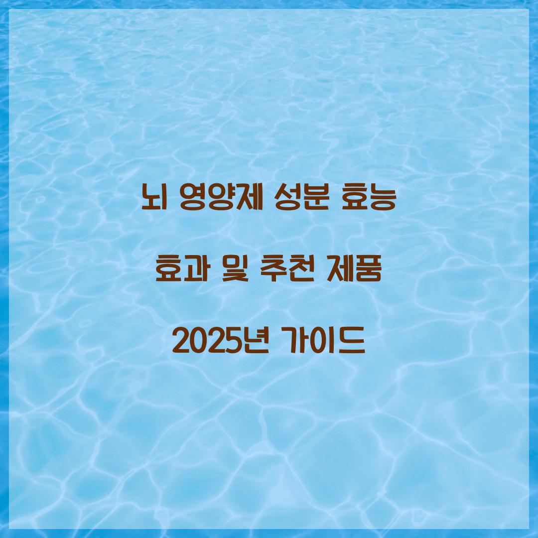 뇌 영양제 성분 효능 효과