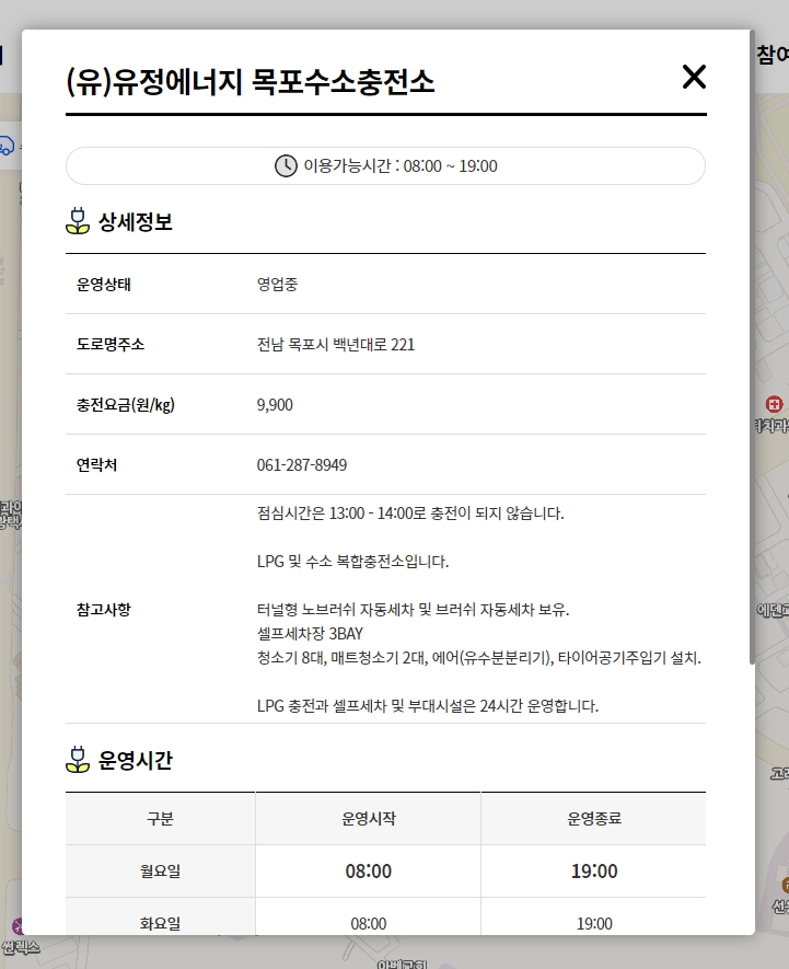 수소차 충전소의 실제 전경과 충전기 모습