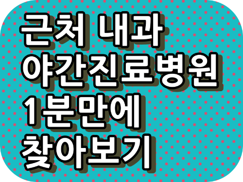 근처 내과 야간진료, 토요일, 일요일, 공휴일 진료병원
