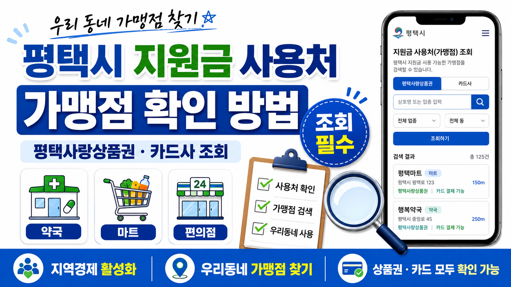 평택시 고유가피해지원금 사용처 조회｜주유소&middot;마트&middot;약국 결제 가능 여부 정리