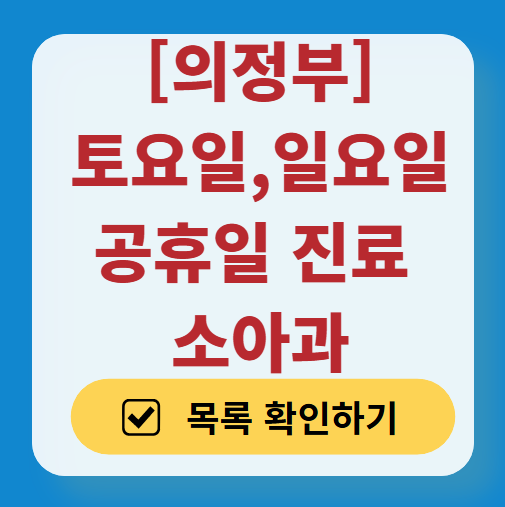 의정부 일요일 진료 소아과 추천 목록 ❘ 토요일 주말 공휴일 야간 문 여는 소아청소년과