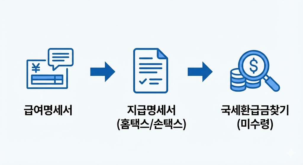 환급금 조회 방법 총정리(급여명세서·홈택스·손택스) + 미수령 환급금 찾기