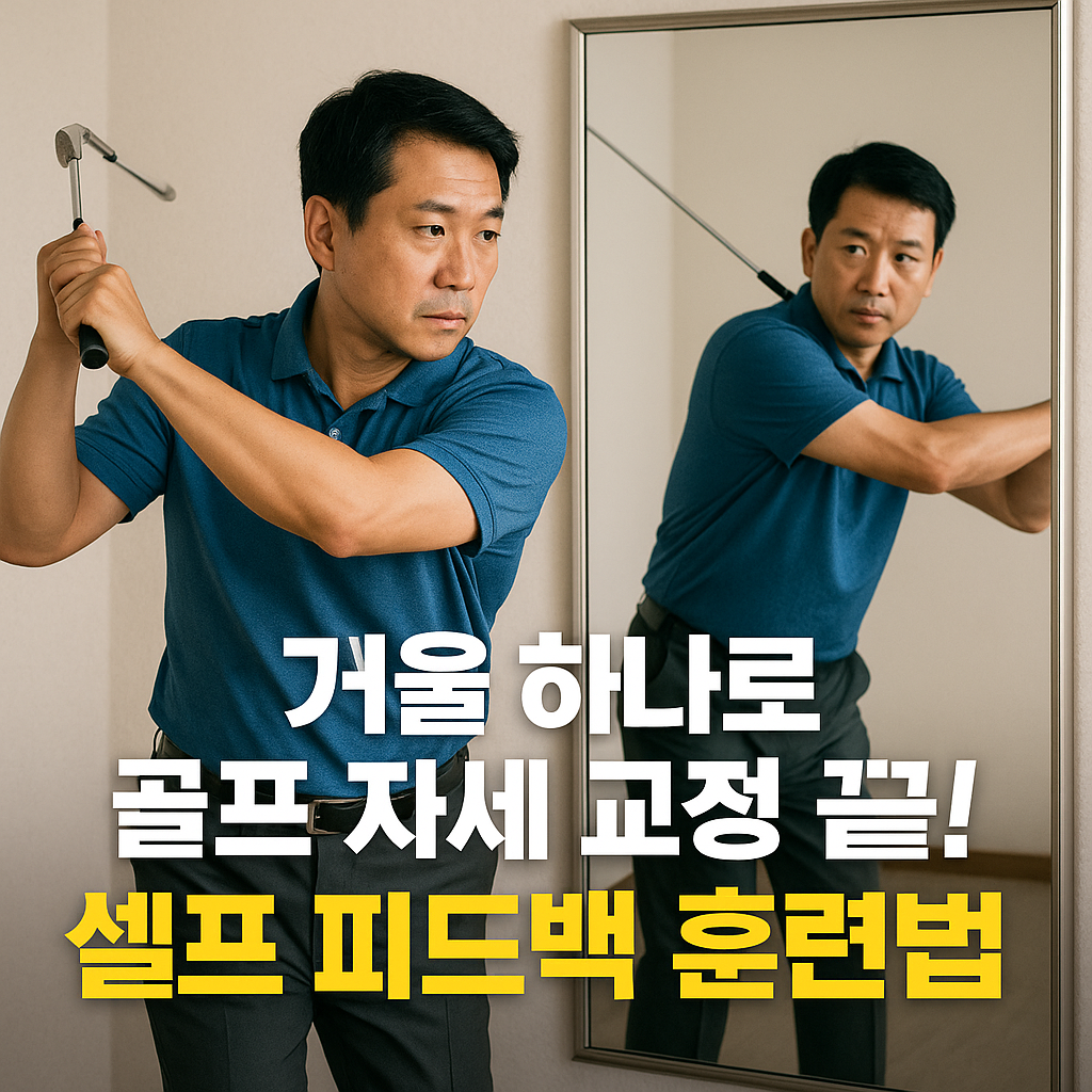 거울 하나로 골프 자세 교정 끝! 셀프 피드백 훈련법 사진