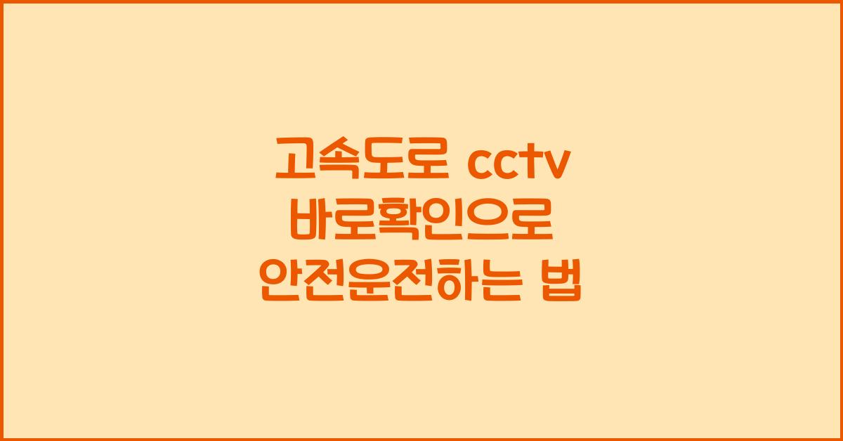 고속도로 cctv 바로확인