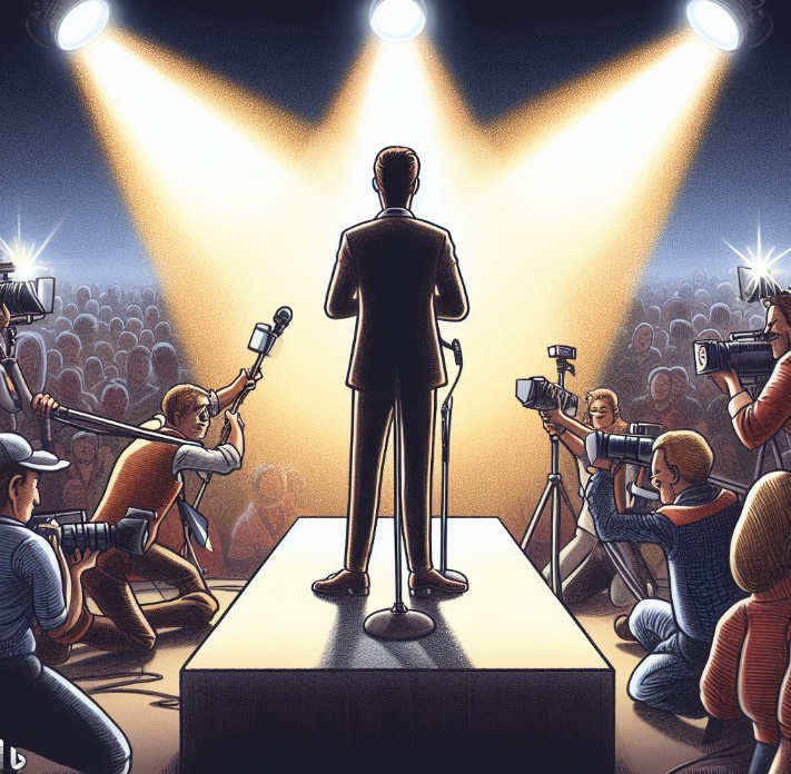 매스컴의 주목을 받는 남자(made by Bing)