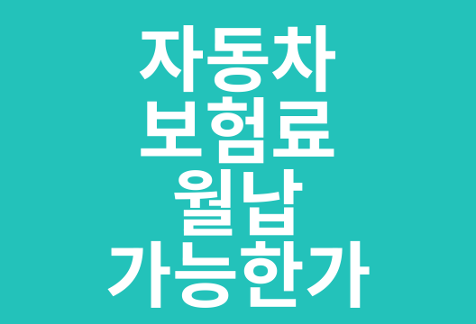 자동차 보험료 월납, 똑똑하게 활용하기