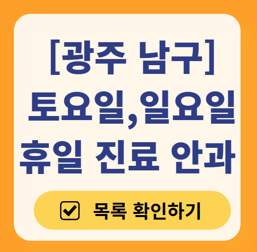 광주 남구 일요일 문 여는 안과 ❘ 주말, 공휴일, 토요일 영업 진료 병원 리스트