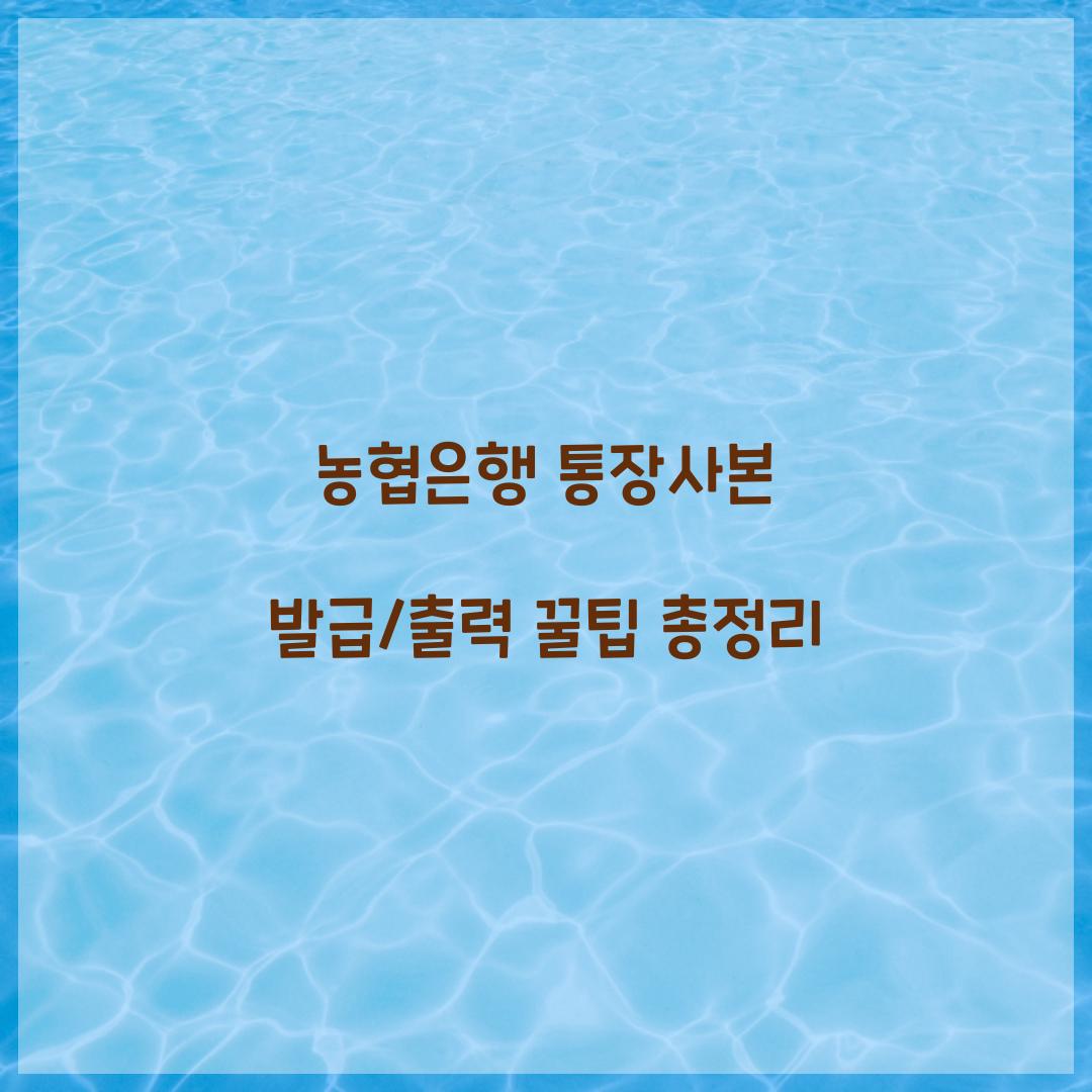 농협은행 통장사본 발급/출력