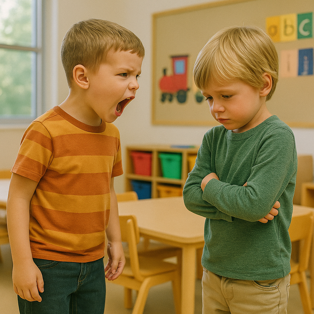 유치원 친구갈등을 겪는 아이