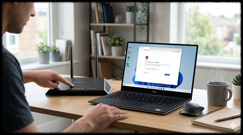 와이파이 공유기를 재부팅하는 모습