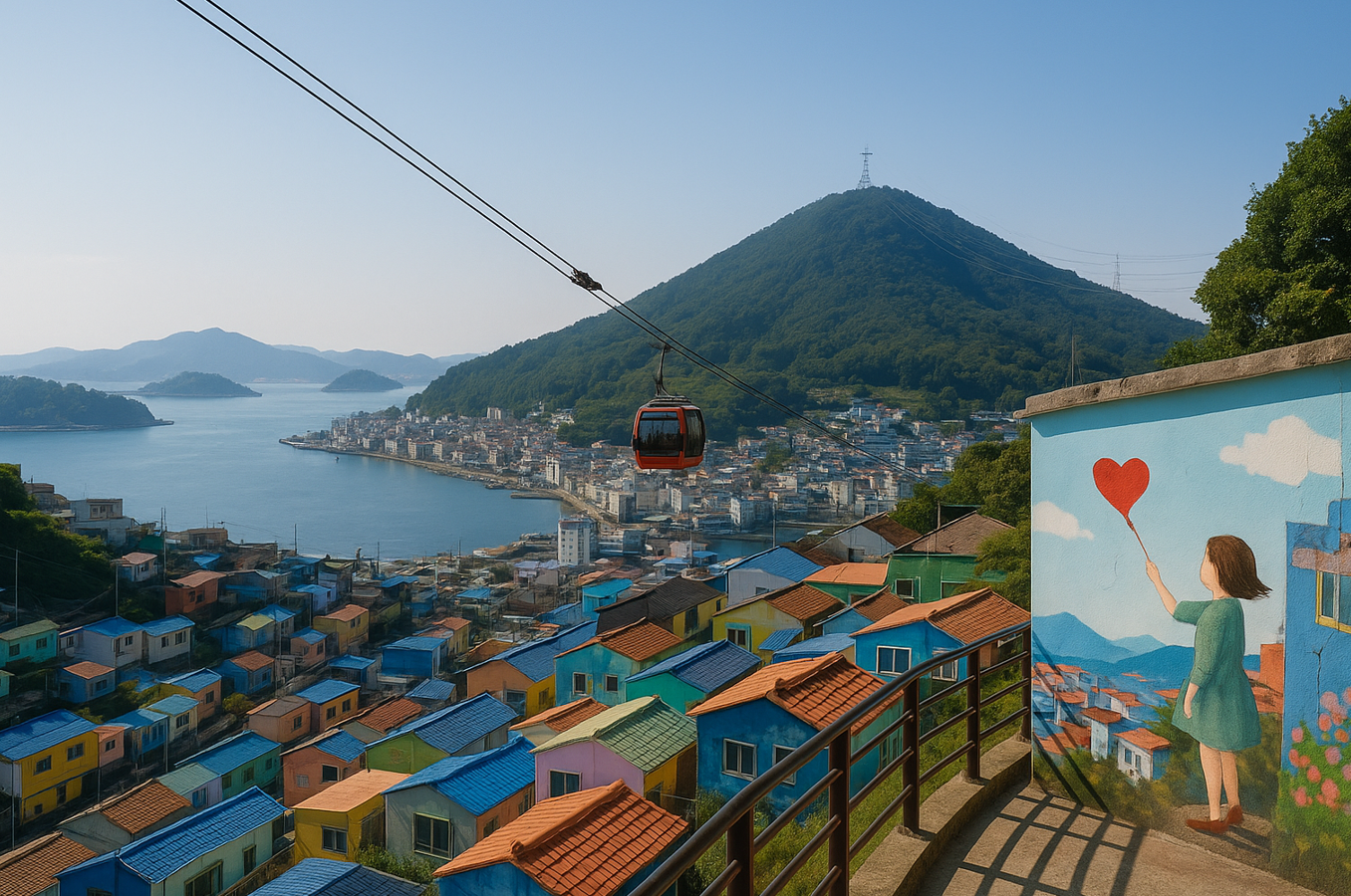 통영 케이블카 풍경 사진