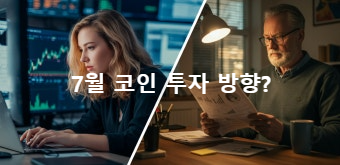 7월 코인 투자 방향(긍정 vs 부정)