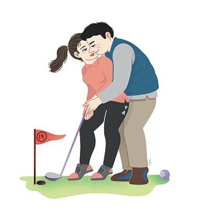 이런! 여친과 골프장 온 남자...캐디는 바로