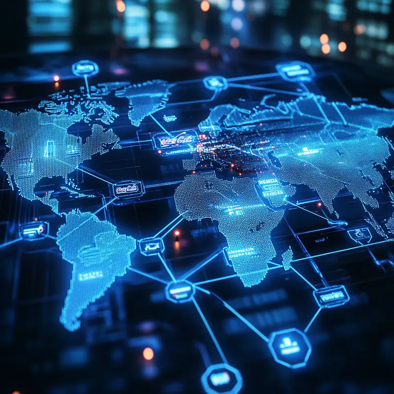 2025 세계 콜라 브랜드별 시장 점유 지역과 글로벌 유통망을 시각적으로 나타내며 브랜드 확장, 지역별 인기, 해외 유통 전략을 강조한 분석 인포그래픽