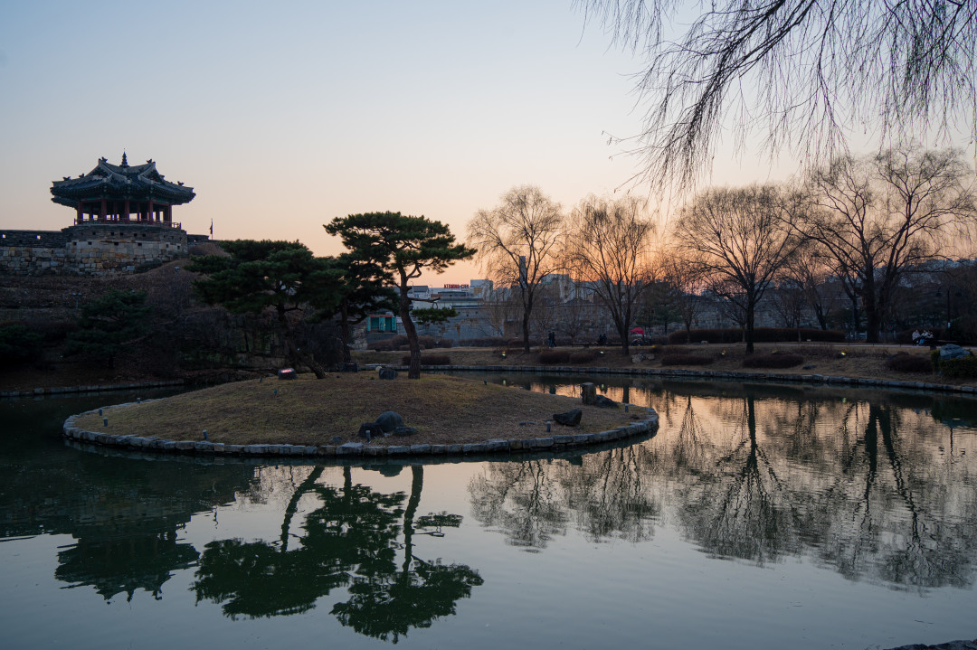 방화수류정 일몰