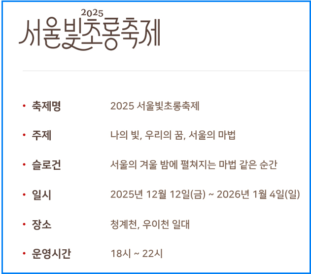 2025 서울 빛초롱축제, 청계천·우이천 코스별 관람 꿀팁 총정리!