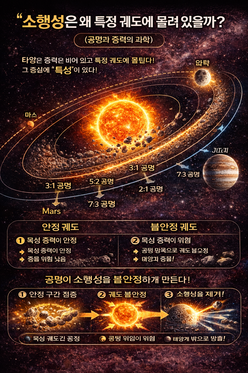 소행성은 왜 특정 궤도에 몰려 있을까? 목성과 공명이 만든 우주의 질서