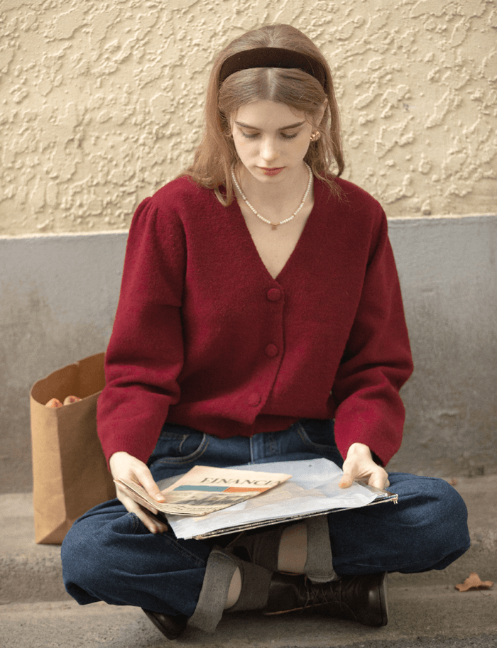 르니나 버건디 가디건