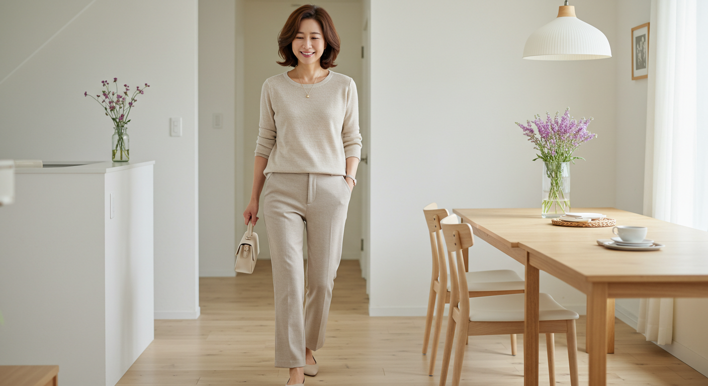 중년여성 봄 데일리룩