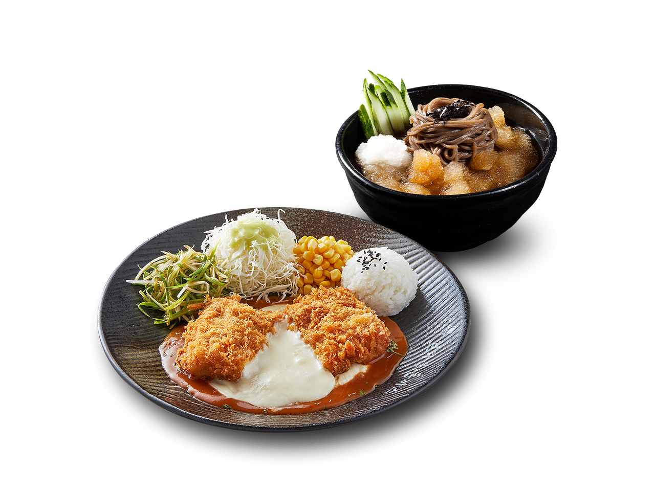 여의도 브라운돈까스 1인 세트(등심+냉모밀}