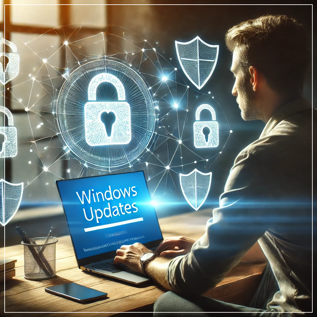 운영체제의 정기적인 보안 업데이트는 해킹과 위협으로부터 사용자를 보호.