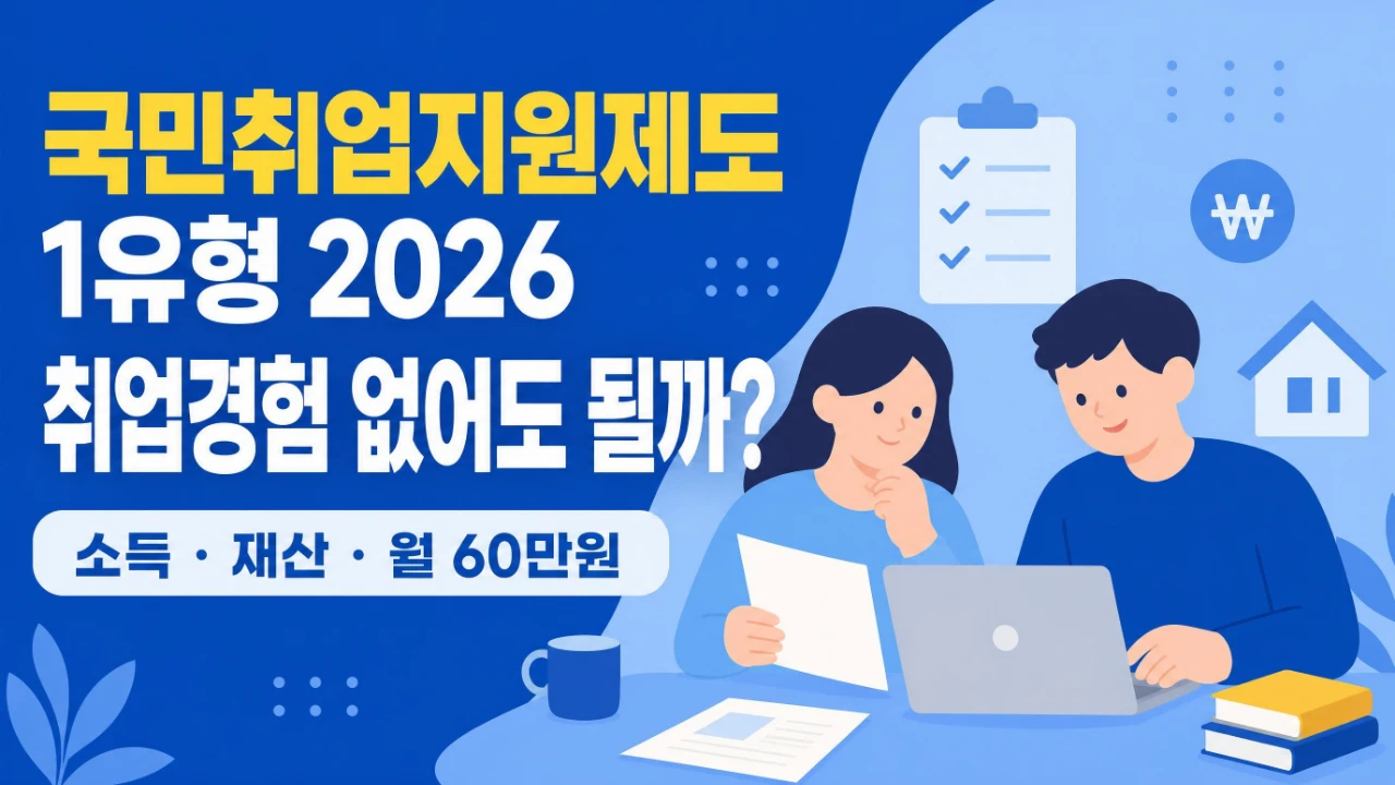2026 국민취업지원제도 1유형 취업경험 소득 재산 월 60만원 기준