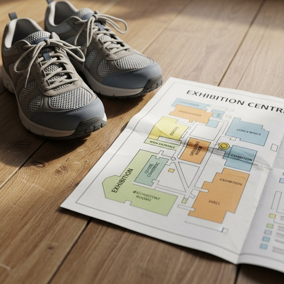 장시간 관람을 위해 준비한 편안한 운동화와 전시장 지도