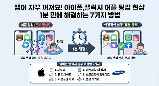 앱이 자꾸 꺼져요! 아이폰·갤럭시 어플 튕김 현상 1분 만에 해결하는 7가지 방법