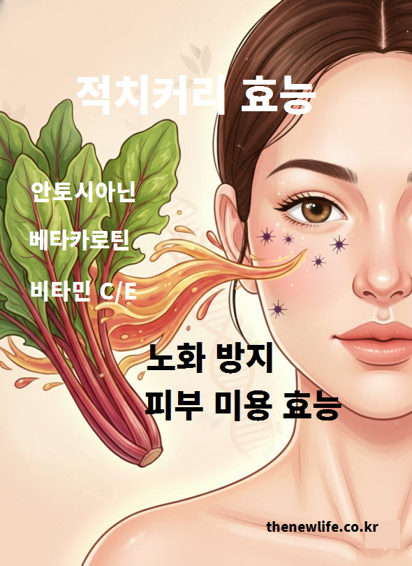 안토시아닌과 비타민 C, E가 풍부하여 세포 산화를 막고 피부 탄력을 유지하는 적치커리 효능 안내 이미지