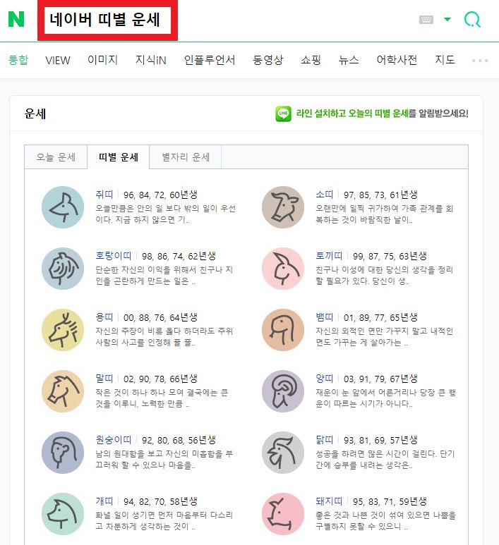네이버-띠별-운세