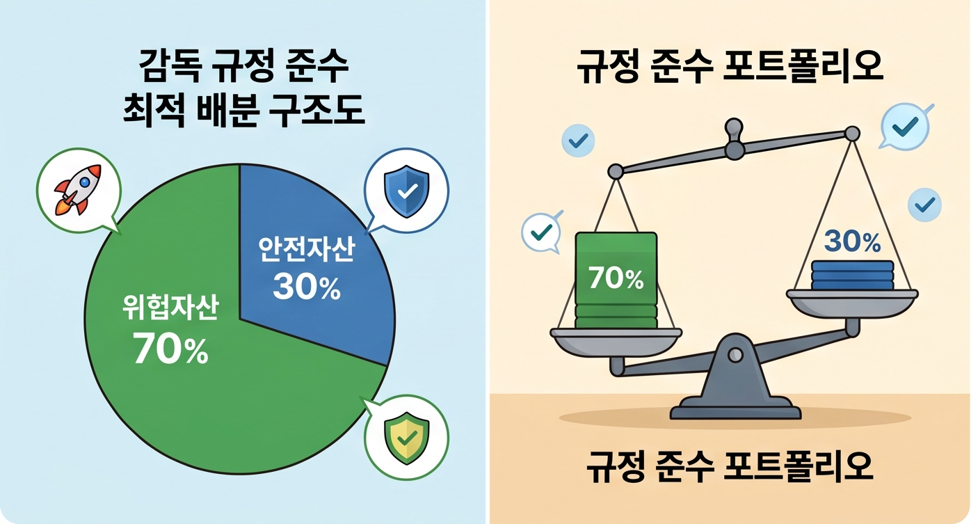 감독 규정에 맞춘 위험자산(70%)과 안전자산(30%)의 최적 배분 구조도