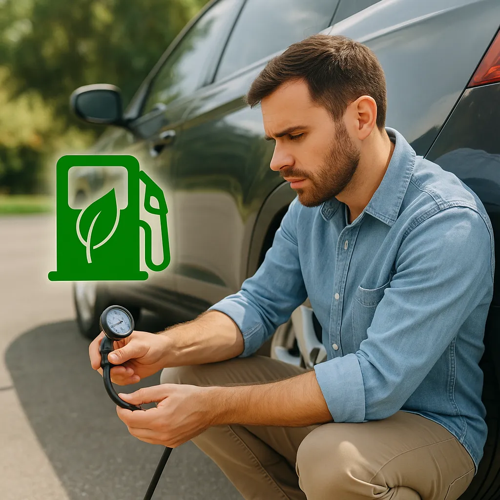 자동차-타이어-공기압을-점검하는-남성의-모습-타이어-압력이-연비에-영향을-미치는-원리를-상징적으로-표현한-장면