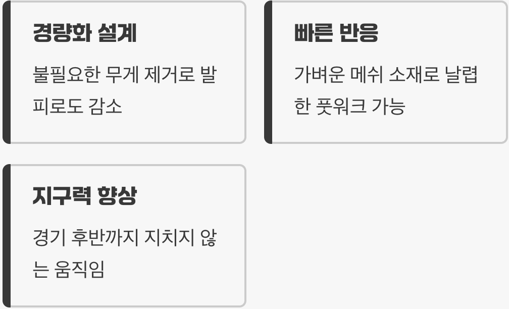 2. 깃털 같은 가벼움, 날렵한 움직임