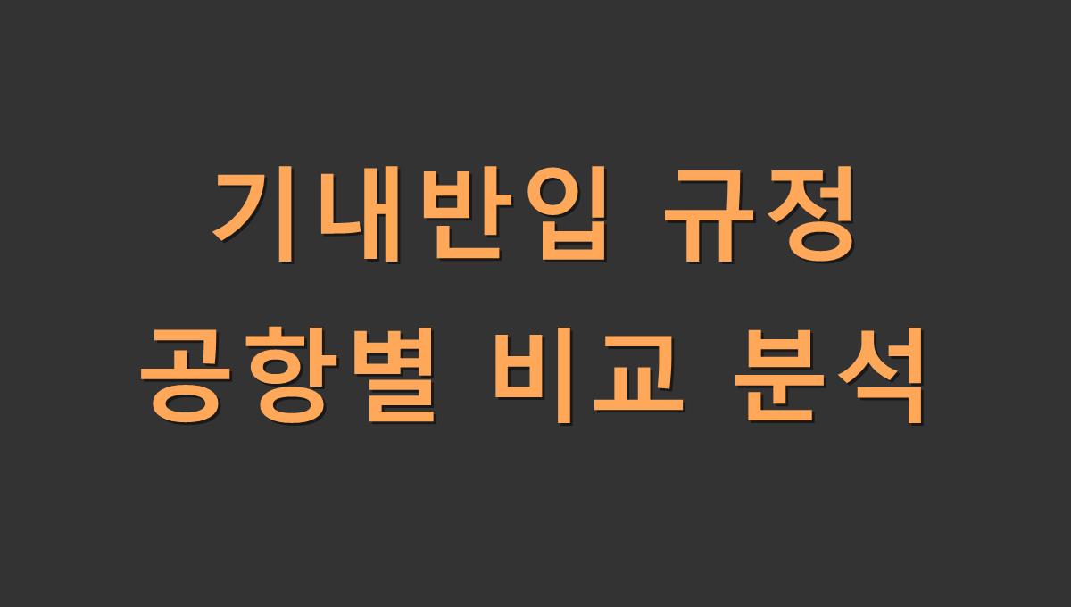 기내반입 규정 공항별 비교 분석