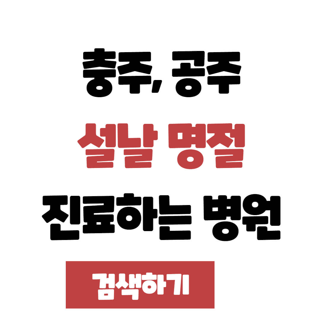 충주 공주 설날 명절 연휴 진료 병원, 약국, 응급실 찾는 방법