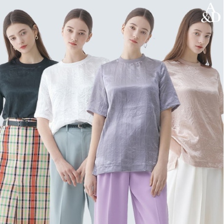 에이앤디 링클 글로시 새틴 블라우스 4종 SET