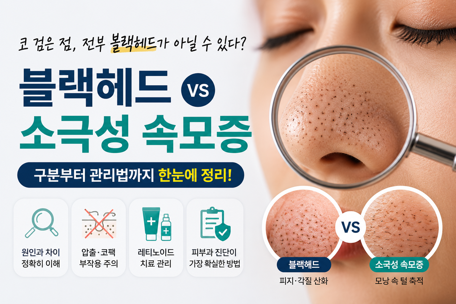 블랙헤드와 소극성 속모증 비교 가이드